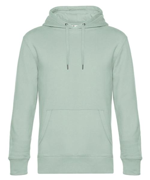 ein hell grüner  Hoodie, Kapuzenpulli ist von vorne dargestellt. Vorne befindet sich auf Bauchhöhe eine Tasche